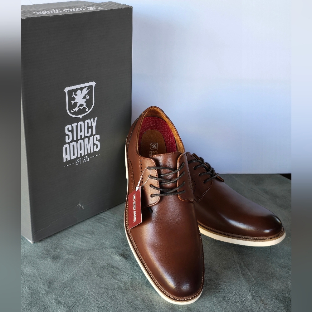 Stacy Adams Wescott Chocolate Oxfords Sz 8M NWT In Box